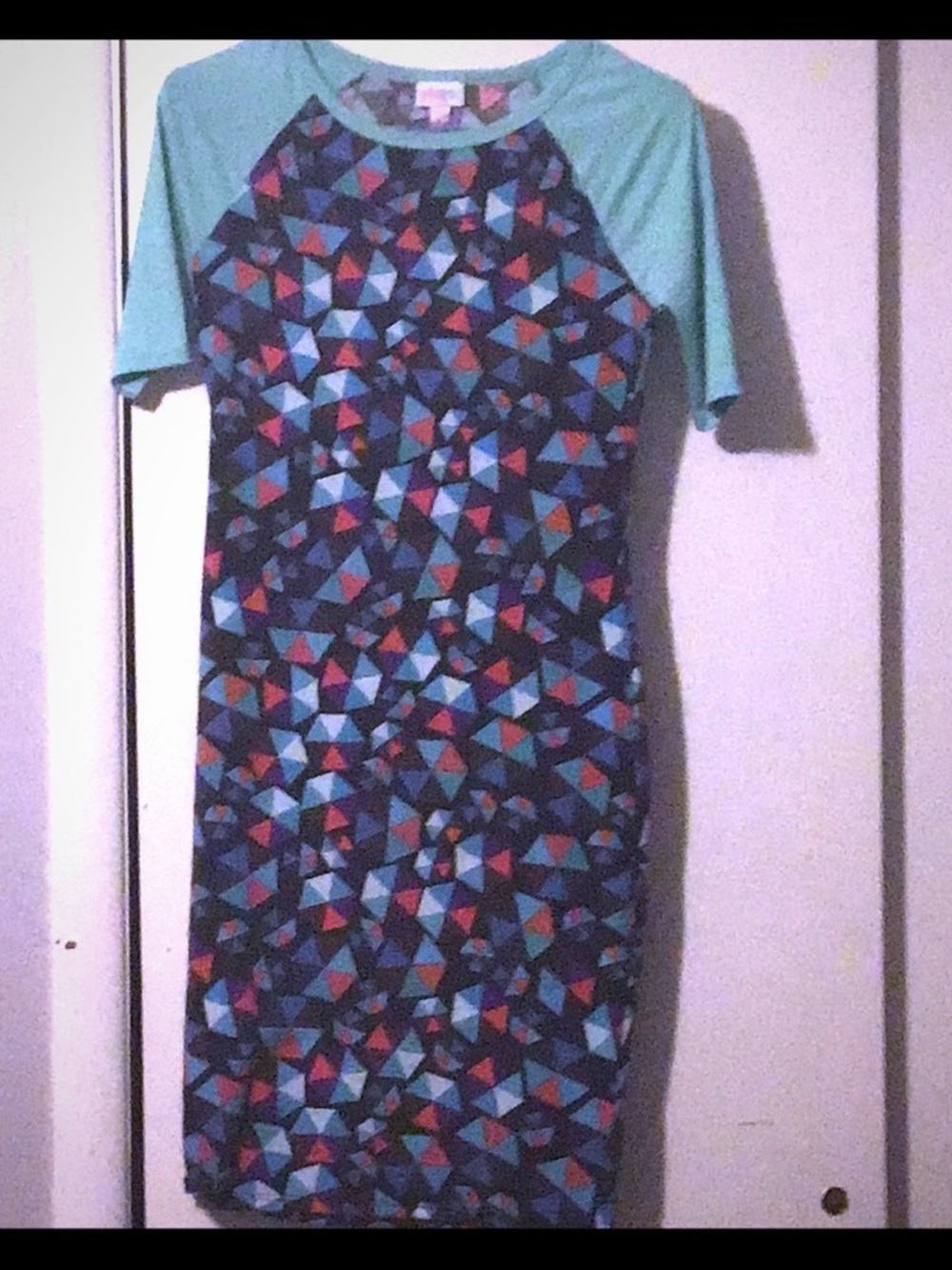Diesel Geometric Print Midi Dress with Teal Raglan Sleeves